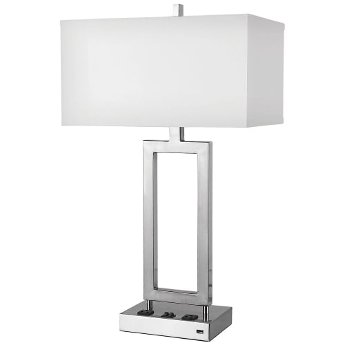 Gatsby Desk Lamp With USB, Brushed Nickel/Pure White Linen Shade